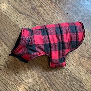 Hotel Doggie Small Dog Vest/Coat Black Red Buffalo Check Sherpa Fleece  lined